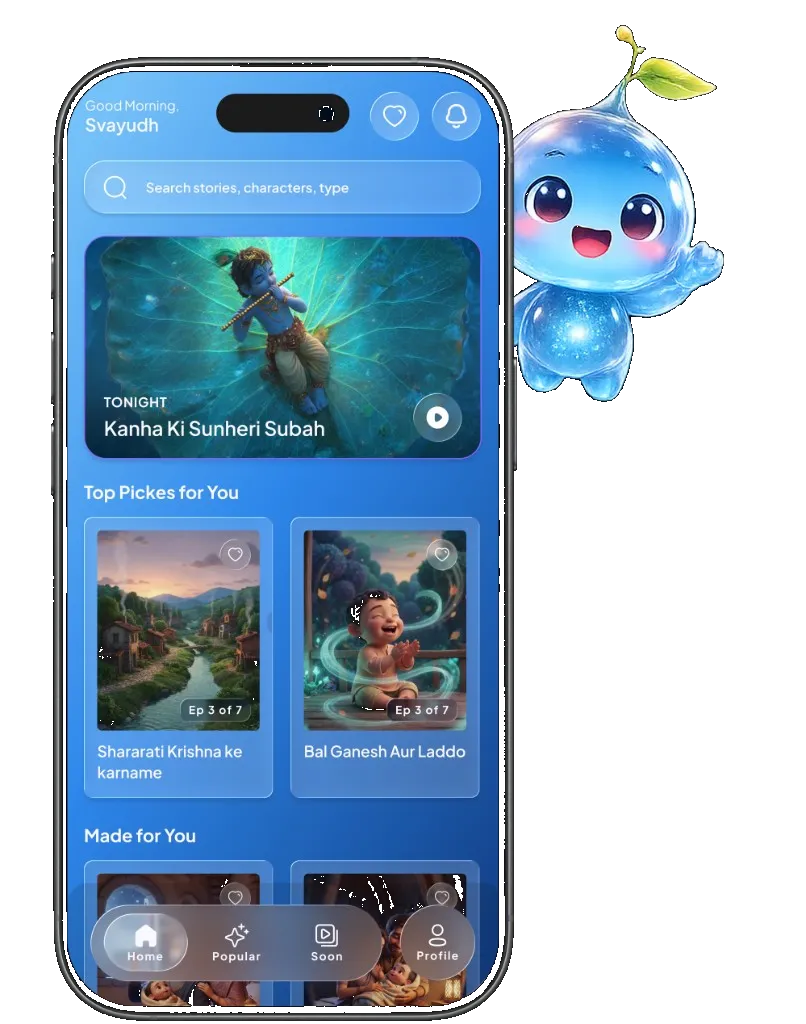 Boopi app on a phone with the Boopi character floating beside it